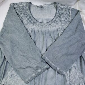 Arie.A Women's Green Bohemian Embroidered Vintage Inspired Pullover Tunic Large